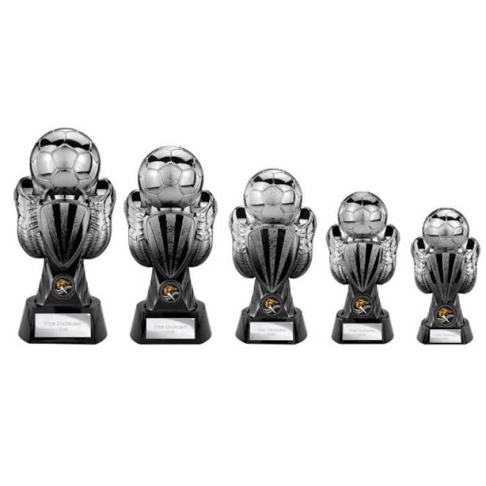 TOURNAMENT GUNMETAL & BLACK TROPHY - 5 SIZES - 17CM TO 28CM